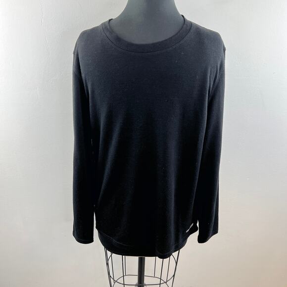 Omni Wool Mens Base Layer Top Black Long Sleeve Crewneck Shirt Thermal Size L - Picture 3 of 9